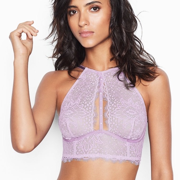 ✨HP✨ VS Leather Lace High-Neck Long-Line Bra - Picture 2 of 8